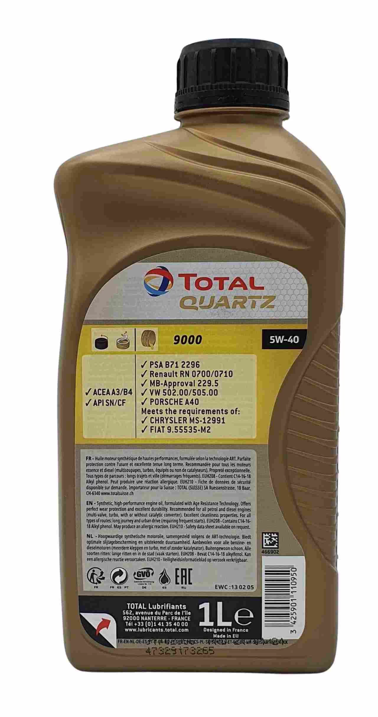 Total Quartz 9000 5W-40 1 Liter - Image 2